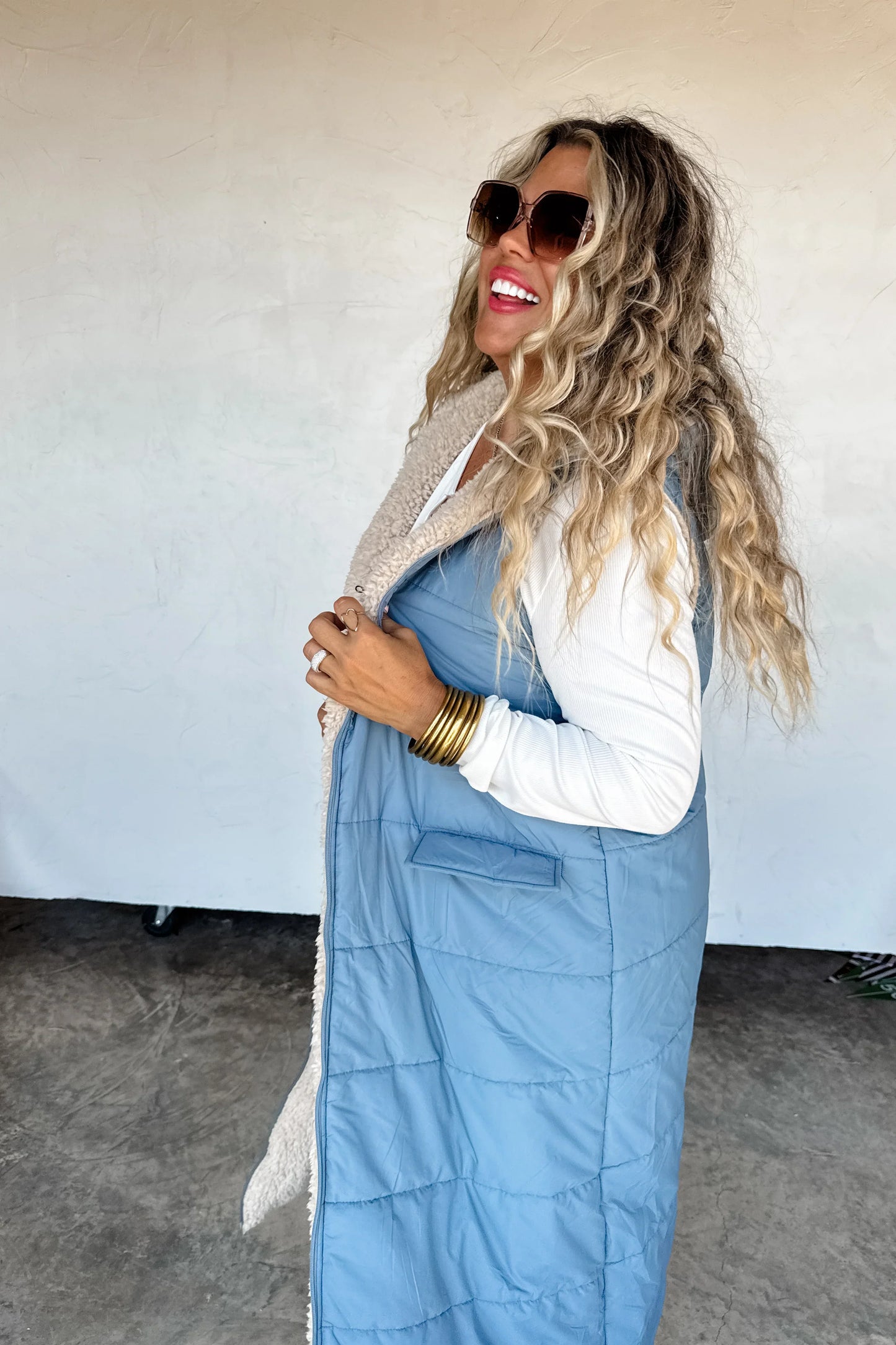 PREORDER- REVERSIBLE SHERPA PUFFER VEST