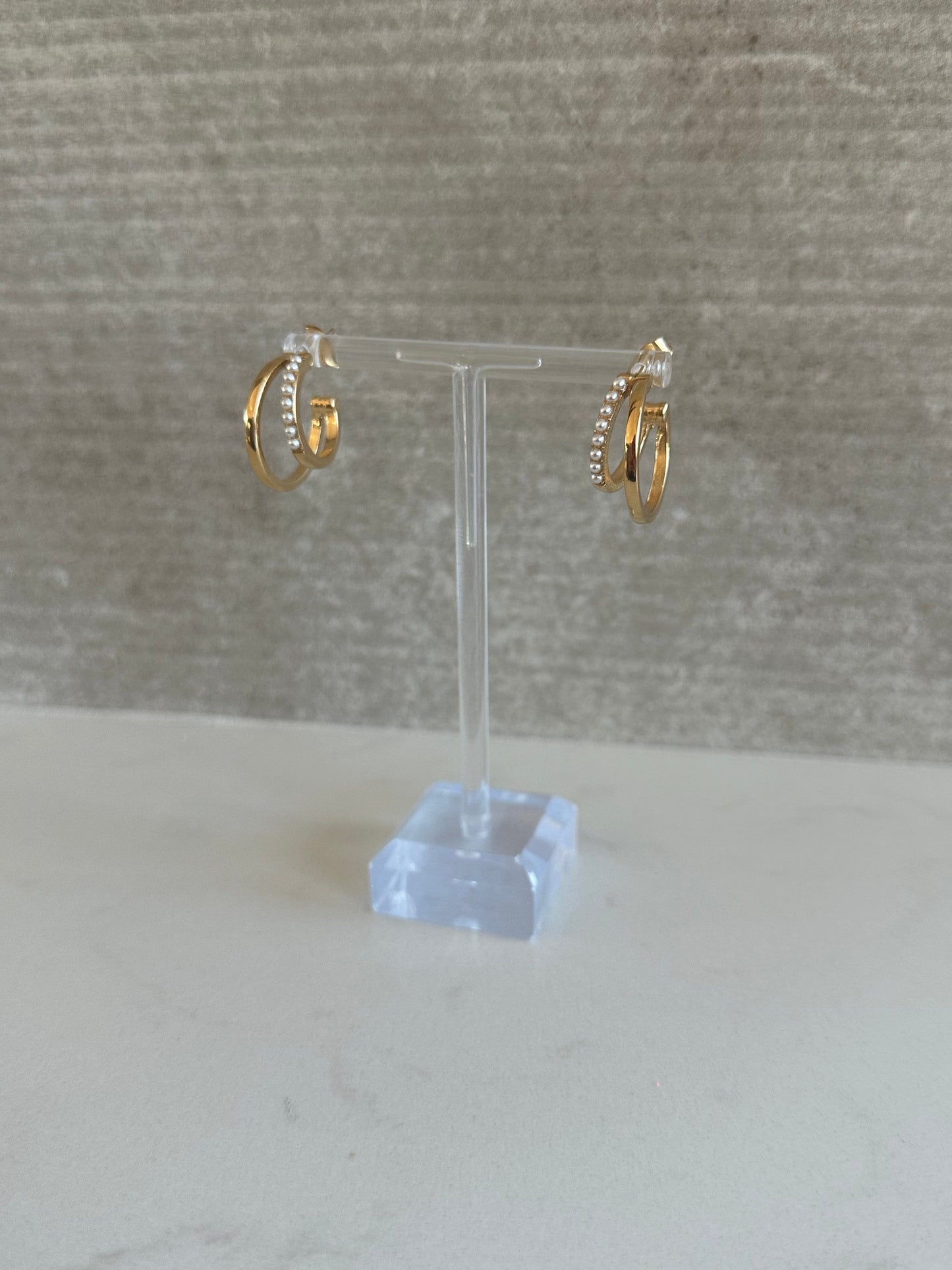 CZ 18k Gold Plated Double Hoops