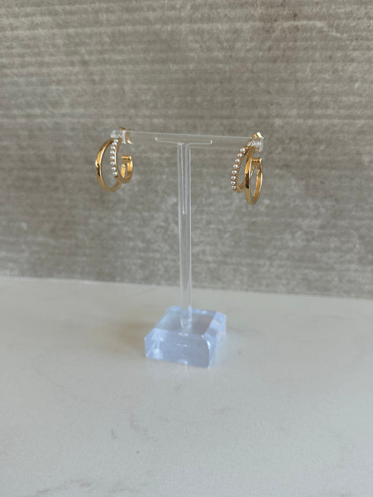 CZ 18k Gold Plated Double Hoops