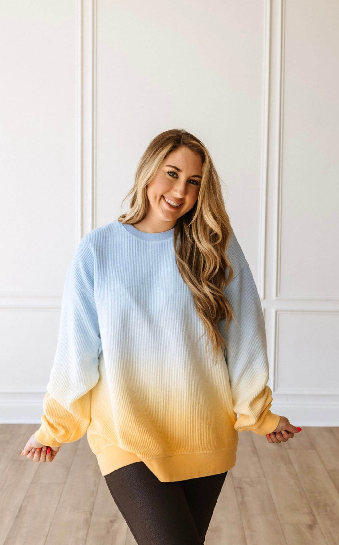 OMBRE CORDED CREWS  - BLUE/YELLOW