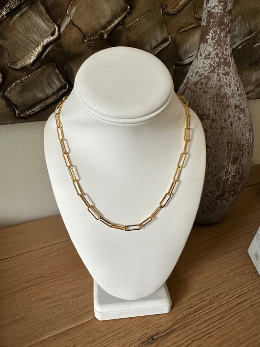 Medium Link Paper Clip Necklace 18k Gold Plate