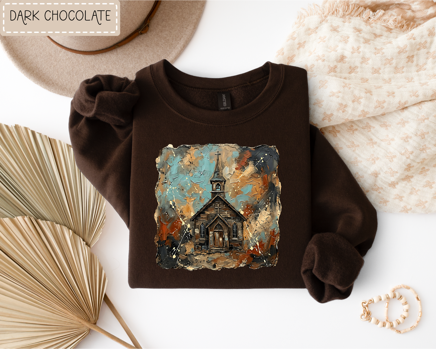 Brushstroke Country Church Sweatshirt RTS