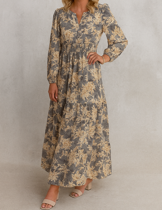 Blue Floral Smocked Maxi RTS