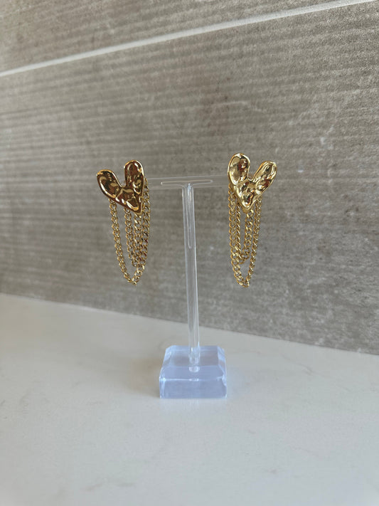 HEART CHAIN EARRINGS