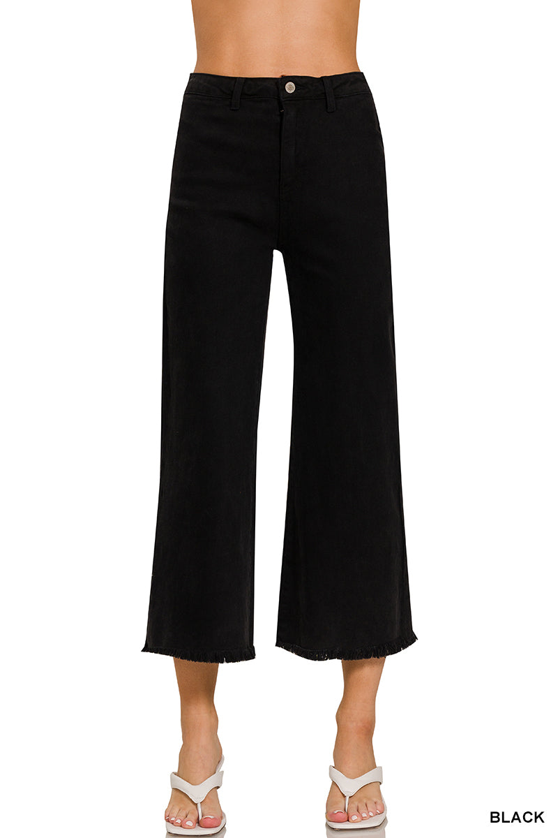 Cropped Frayed Hem Straight Jeans Zenana RTS