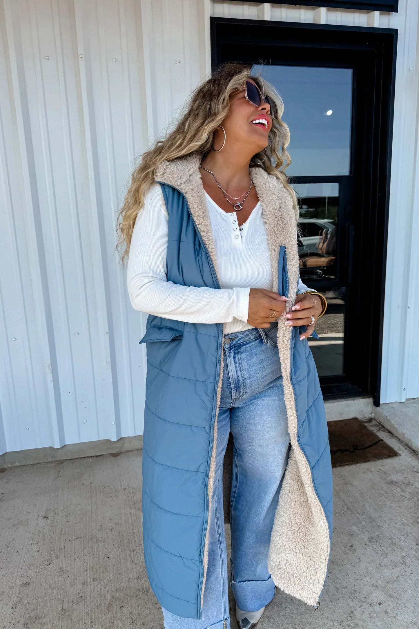 PREORDER- REVERSIBLE SHERPA PUFFER VEST