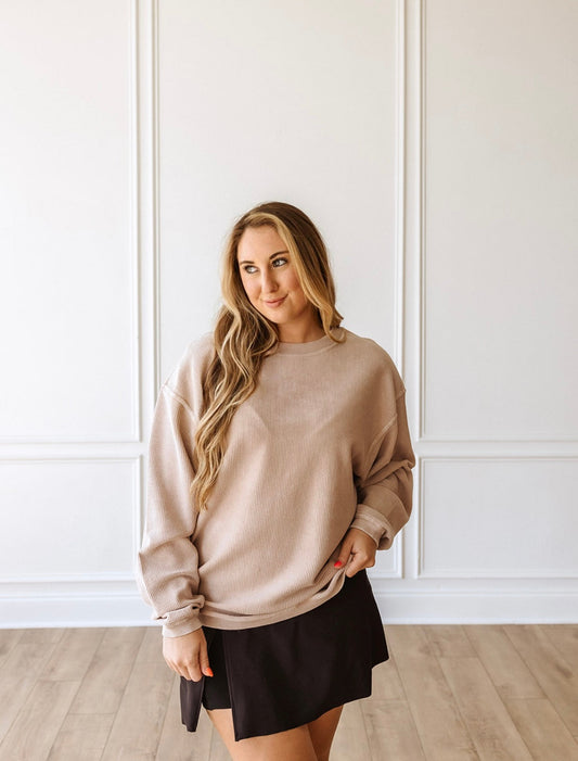 LIGHT MOCHA - ESSENTIAL LUXE CORDED CREWS - ETA 09/15-09/30