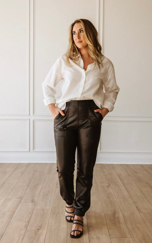 VEGAN LEATHER JOGGERS