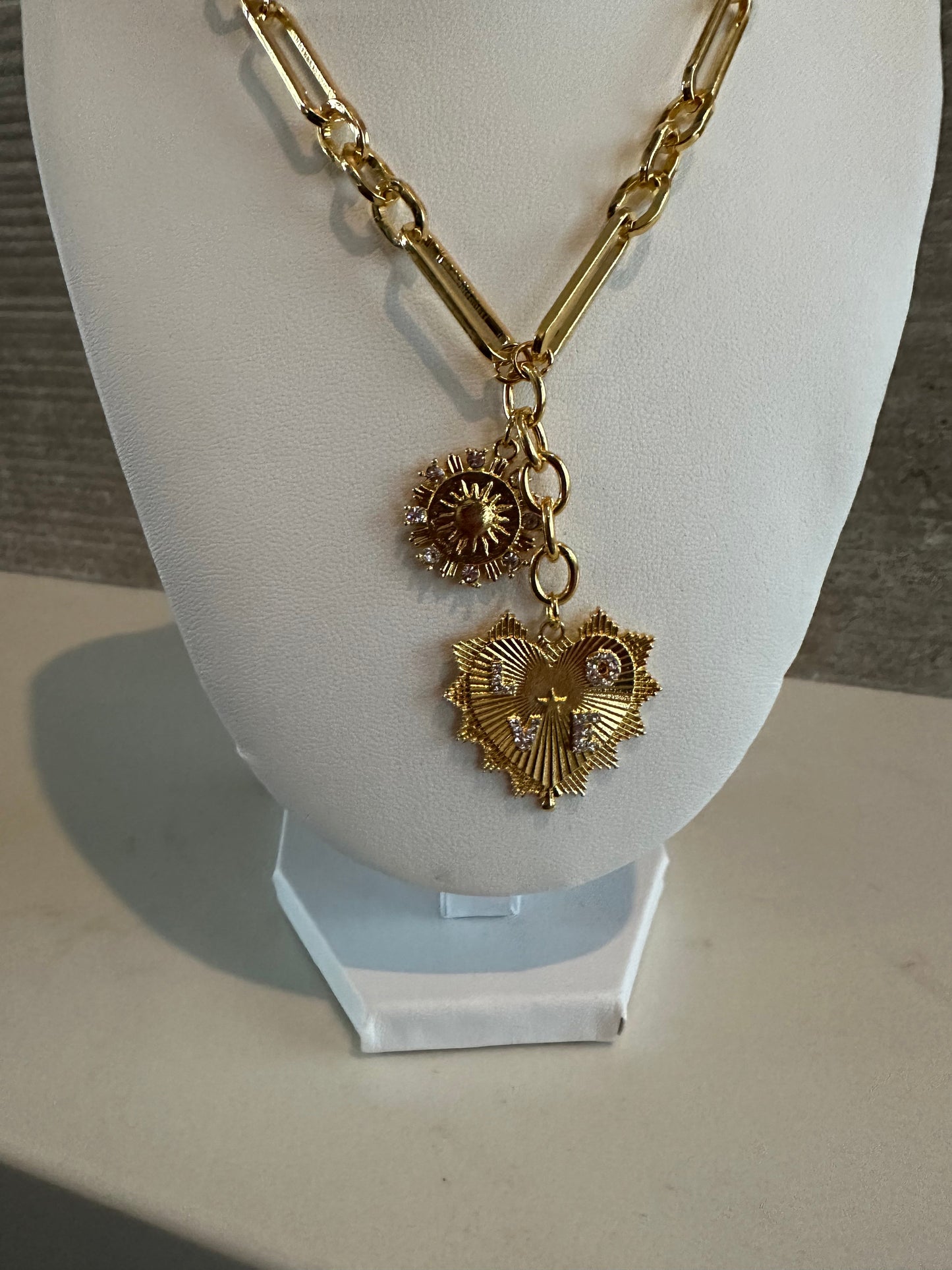 Sun and Heart Pendant 18K plate