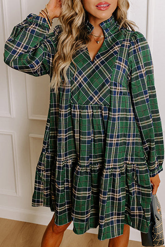 Green Plaid Frilly Dress RTS