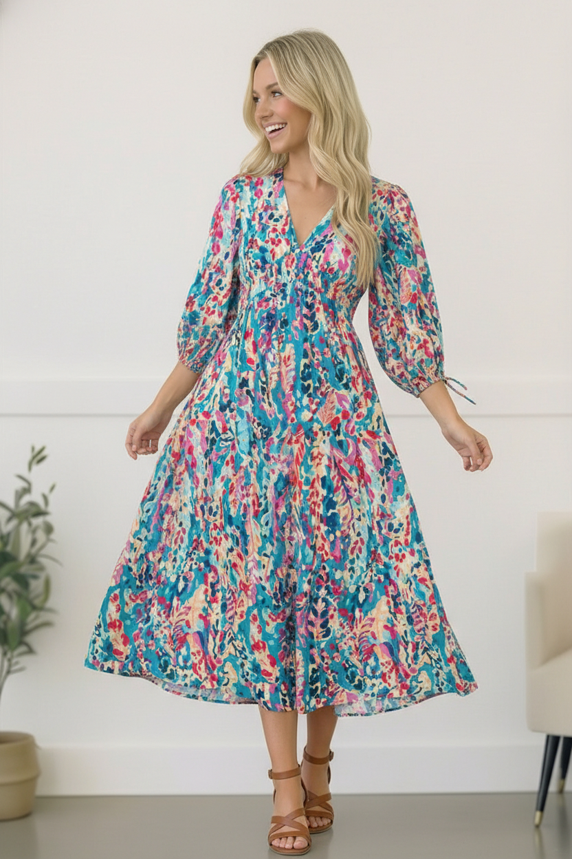 Pop of Paradise Turquoise Dress