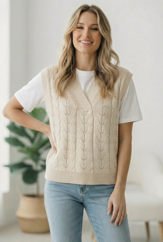 The Soft Breeze Cream Sweater Vest