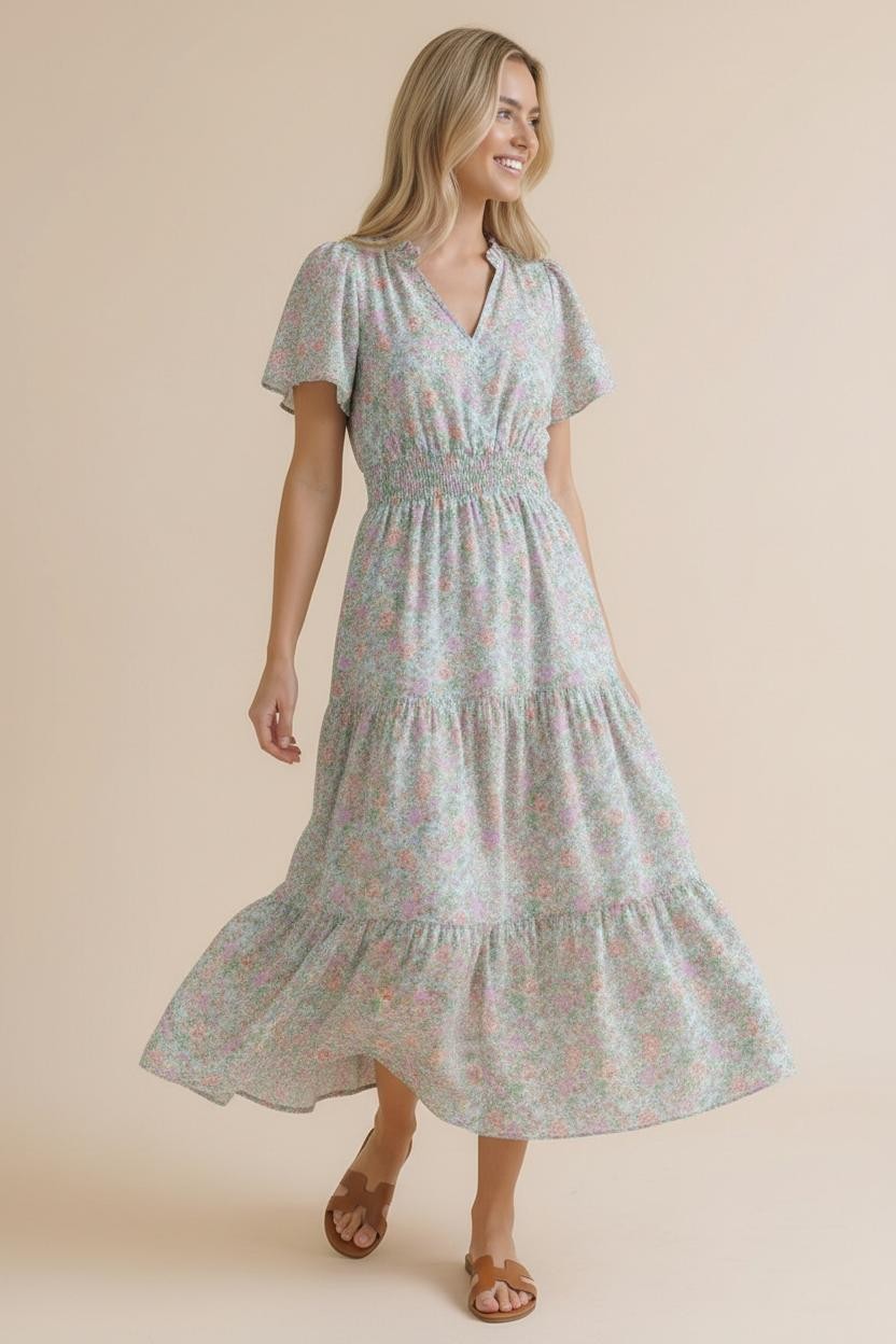 Summer in London Floral Midi Dress