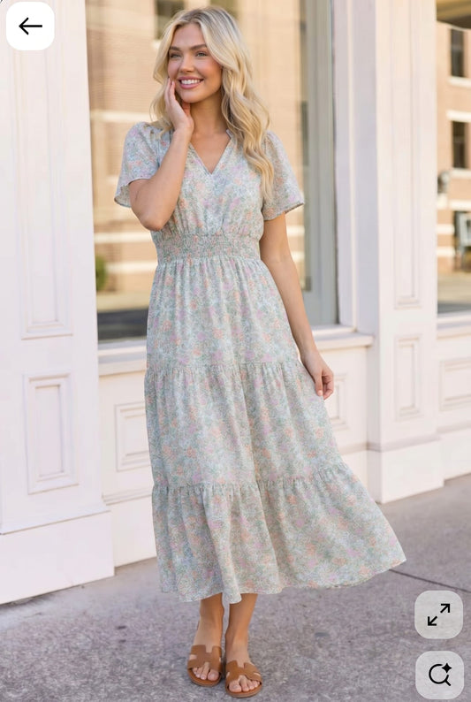 Summer in London Floral Midi Dress