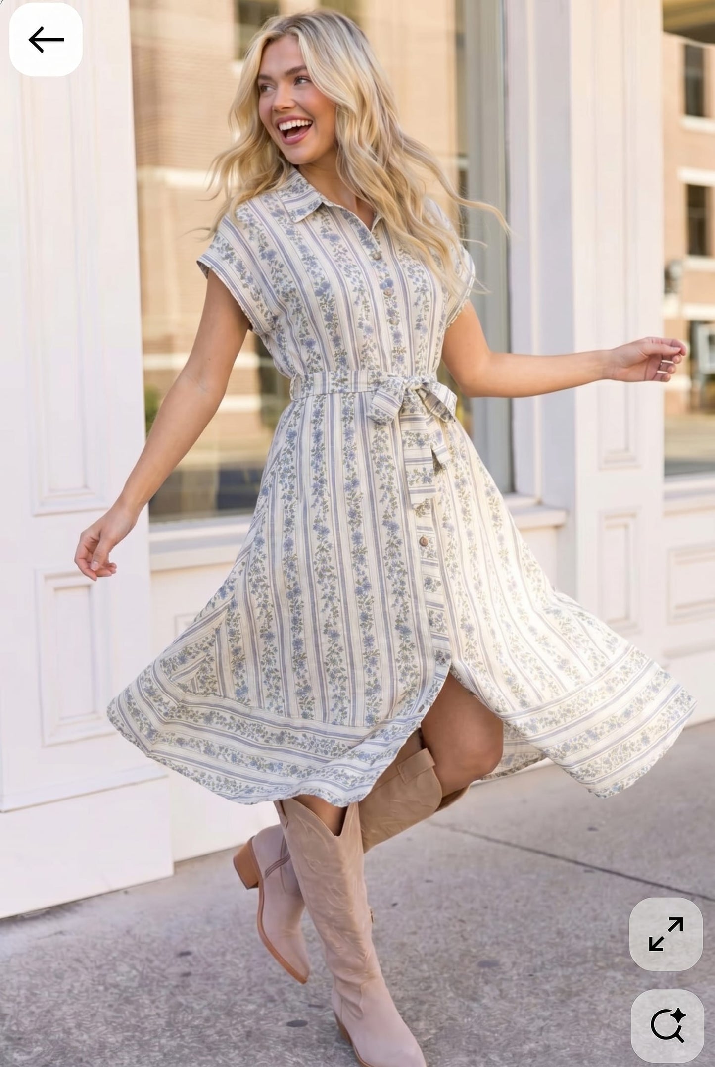 Tailored for Fun Floral Stripe Midi Dress