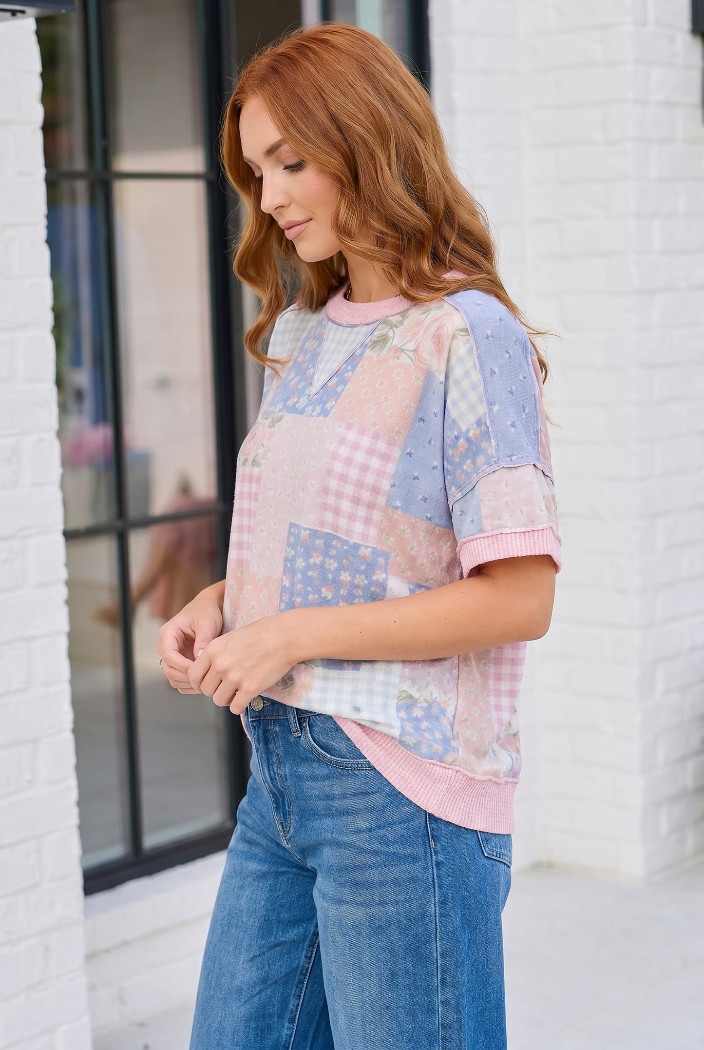 Sweet Patchwork Dreams Short Sleeve Top