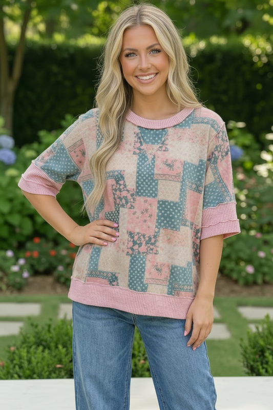 Patchwork Dreams Short Sleeve Top