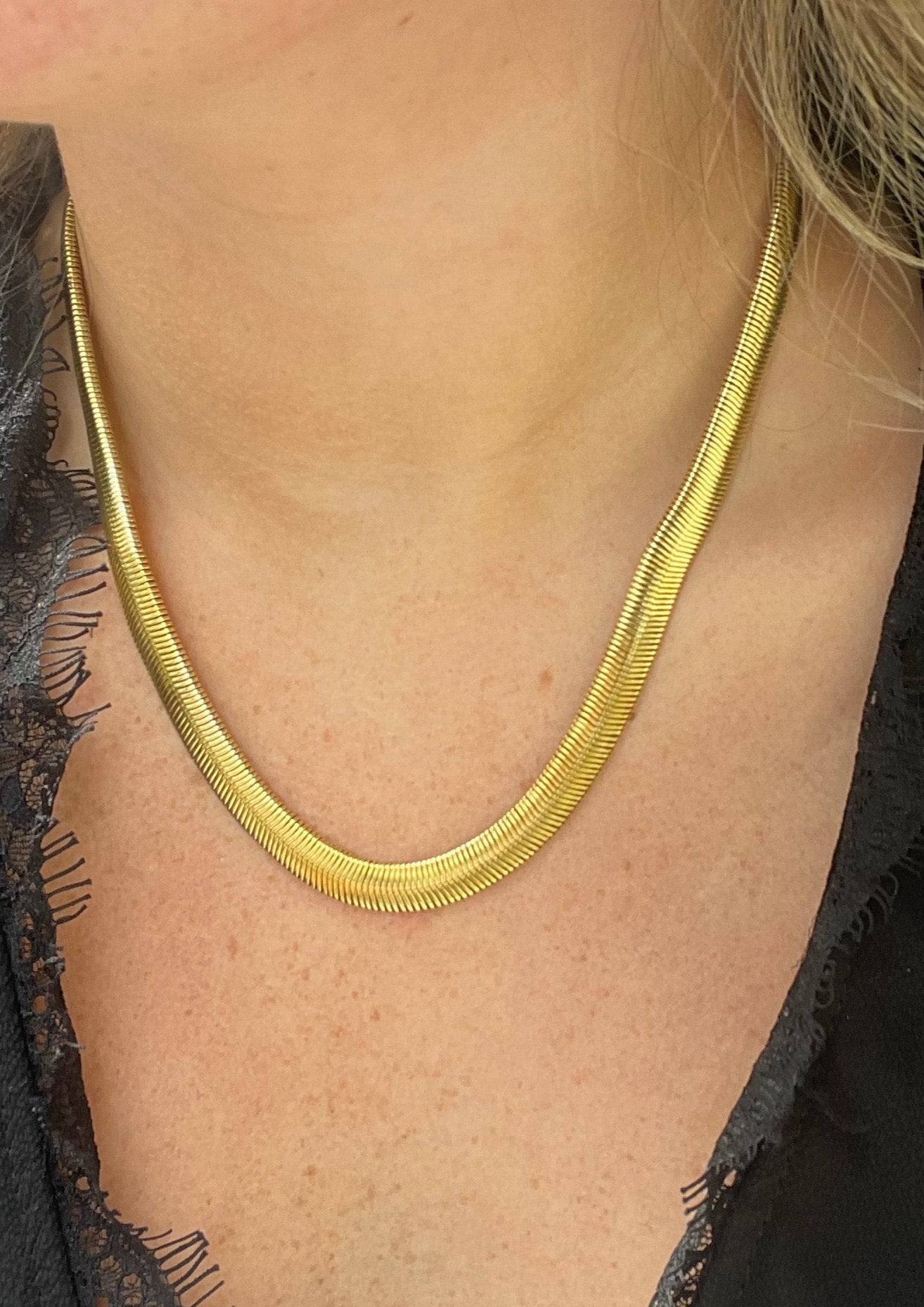 So Nineties Waterproof Stainless Flat Snake Necklace