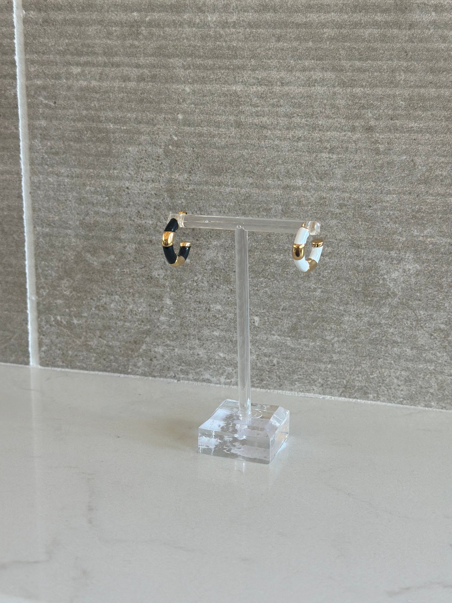 Enamel and 18k Gold Plated Hoops