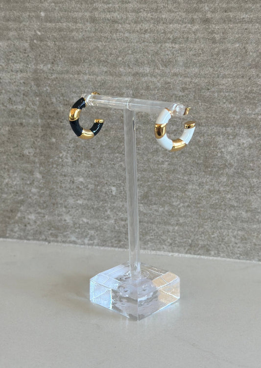 Enamel and 18k Gold Plated Hoops