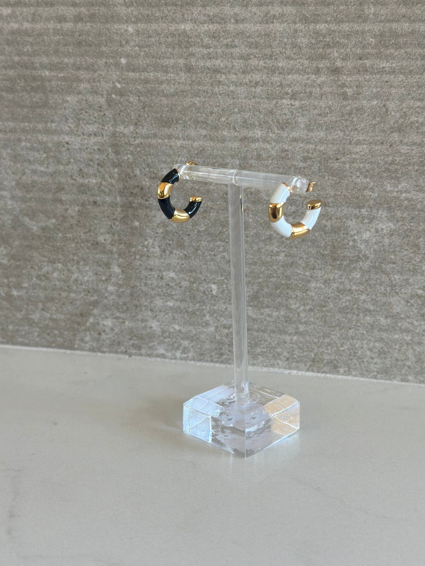 Enamel and 18k Gold Plated Hoops