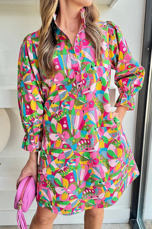 Abstract Button Up Dress RTS