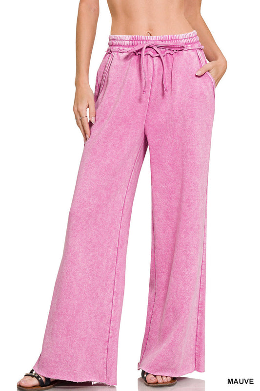 Acid Wash Fleece Sweatpants Zenana RTS