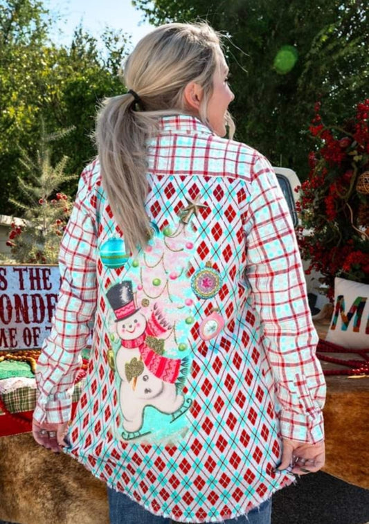 Snow Man ☃️ Silk Back Flannel