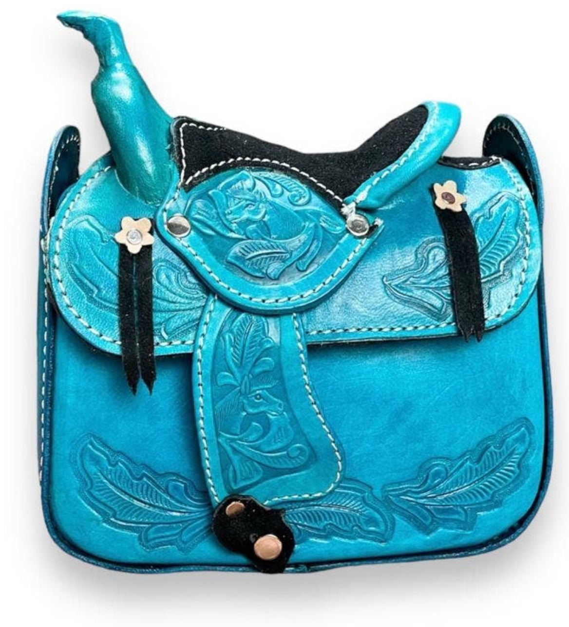Tooled Saddle Leather Purse