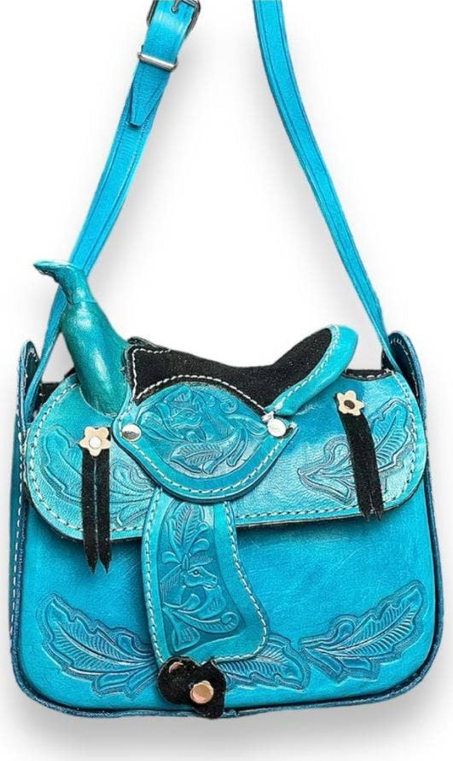 Tooled Saddle Leather Purse