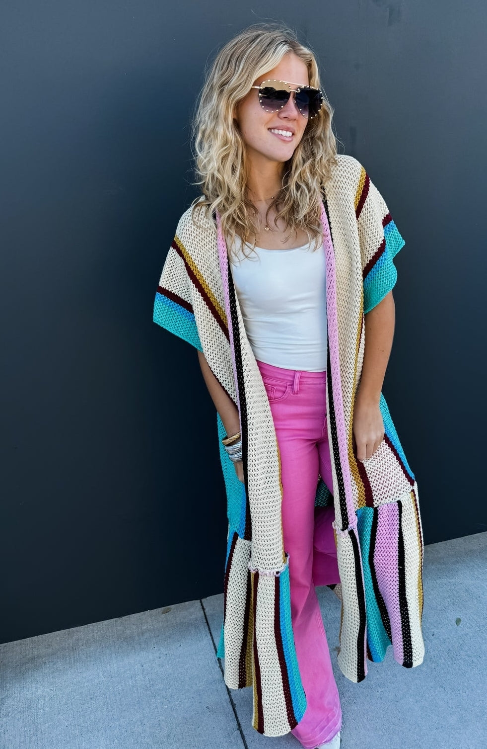 All For Sun Stripe Kimono