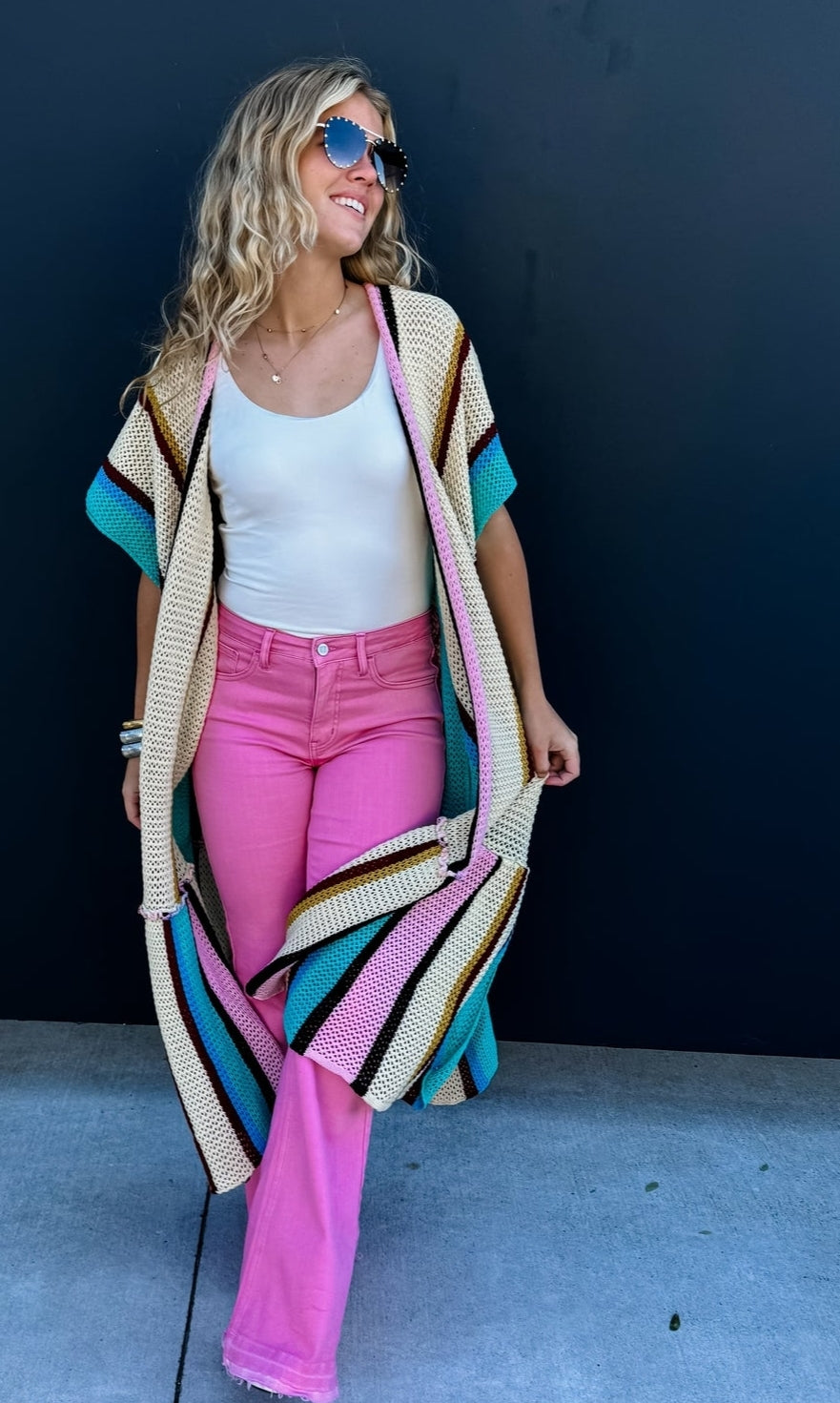 All For Sun Stripe Kimono