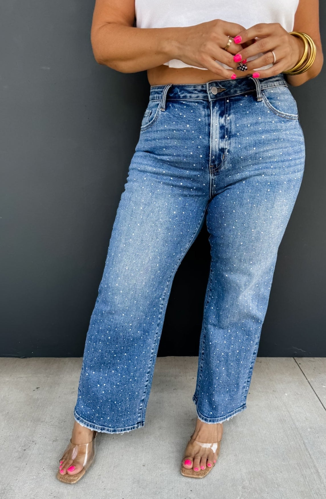 Rhinestone Cowgirl Mid-Rise Jeans
