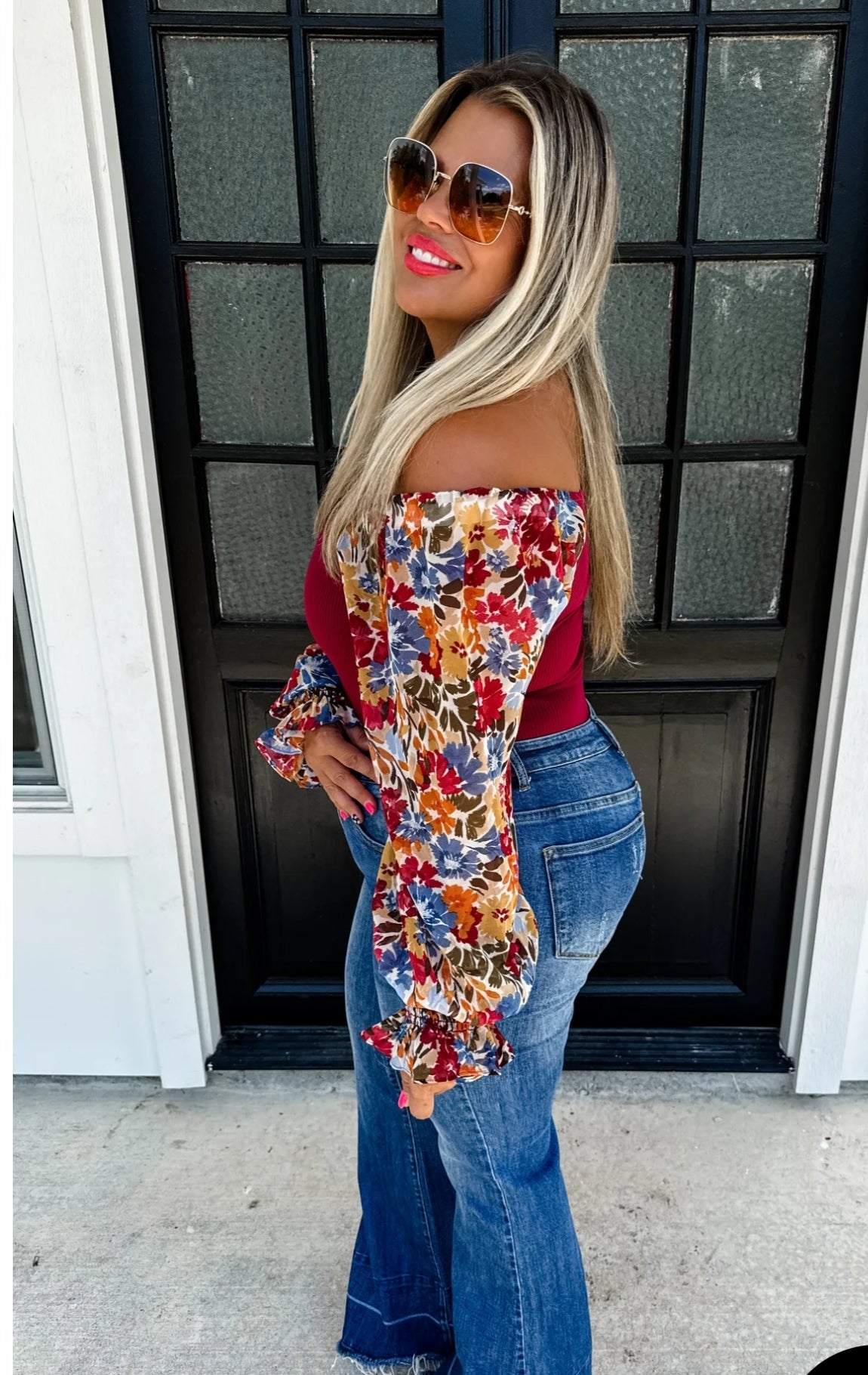 Chiffon Floral Sleeve Bodysuit