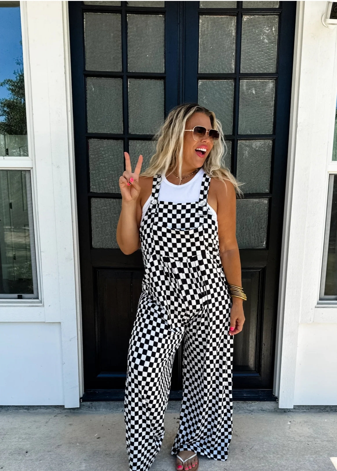 Checker Karli BOHO OVERALLS 🤍🖤🤍🖤