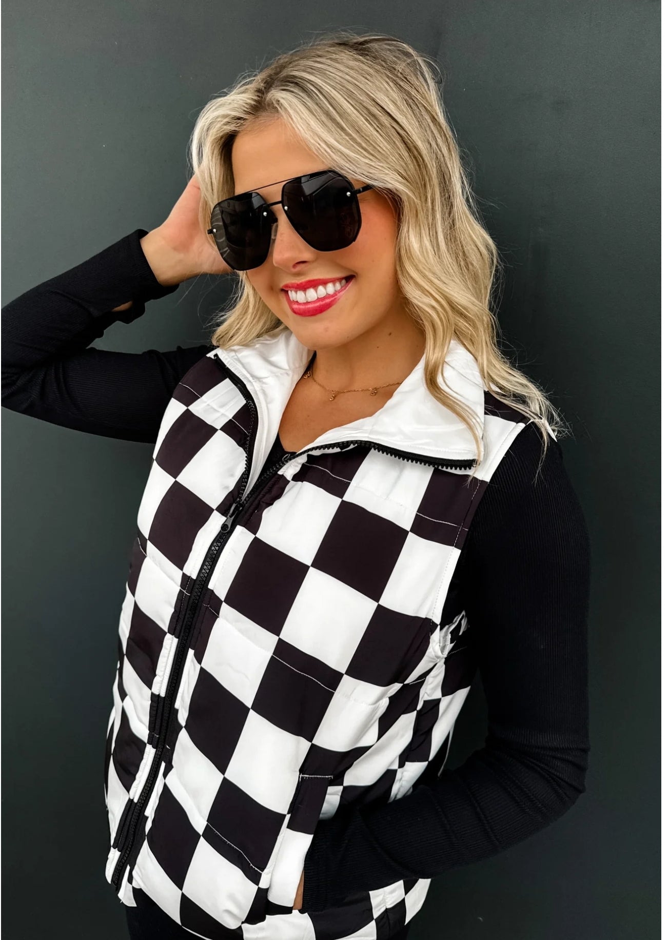 PREORDER- CHECKER PUFFER VEST