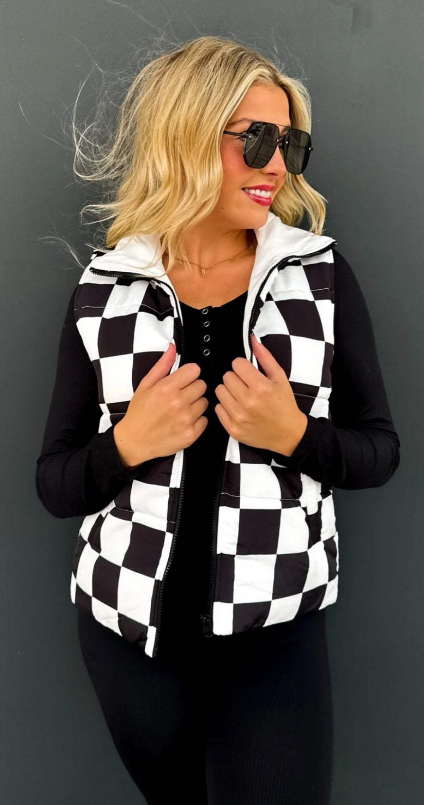 PREORDER- CHECKER PUFFER VEST