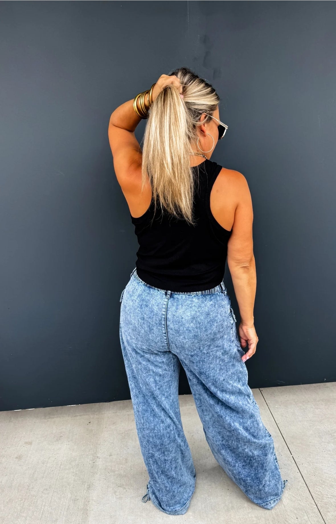 PREORDER- CHARLIE CINCH HEM WIDE LEG JEANS