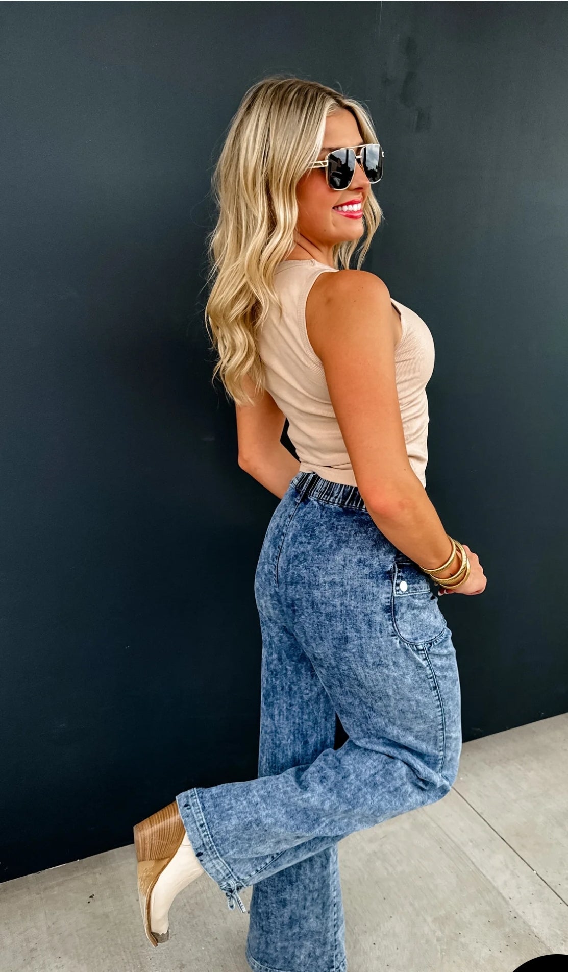 PREORDER- CHARLIE CINCH HEM WIDE LEG JEANS