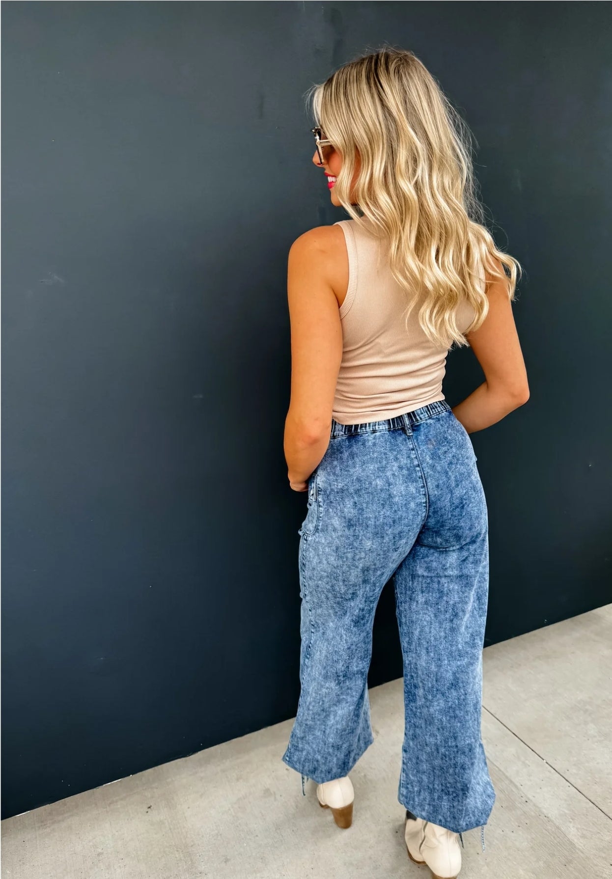 PREORDER- CHARLIE CINCH HEM WIDE LEG JEANS