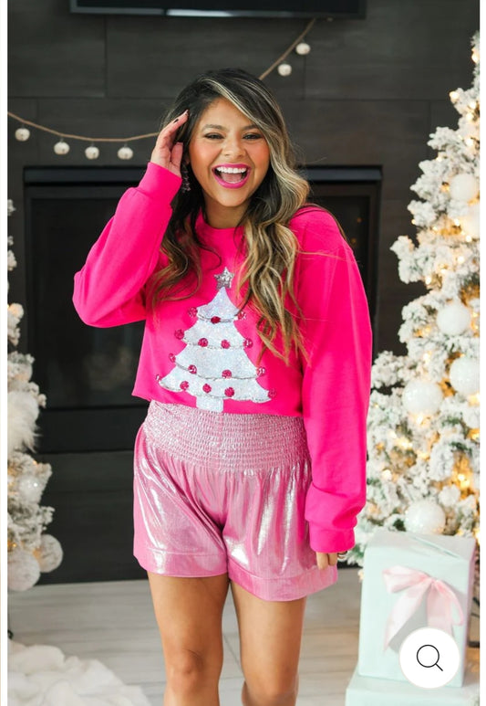 Hot Pink Sequins Christmas Tree