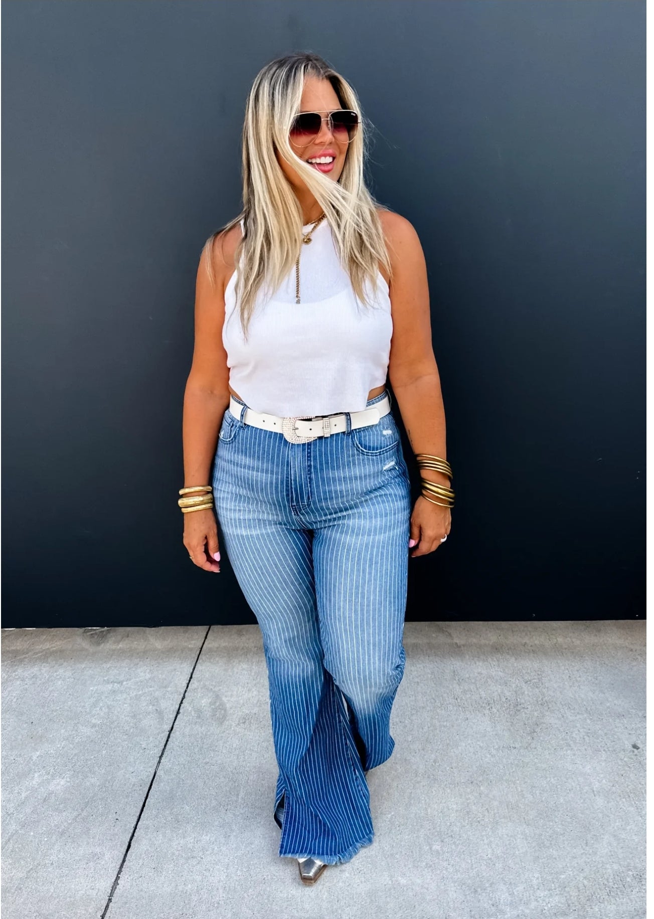 PREORDER- TAKE SIDES PINSTRIPE JEANS