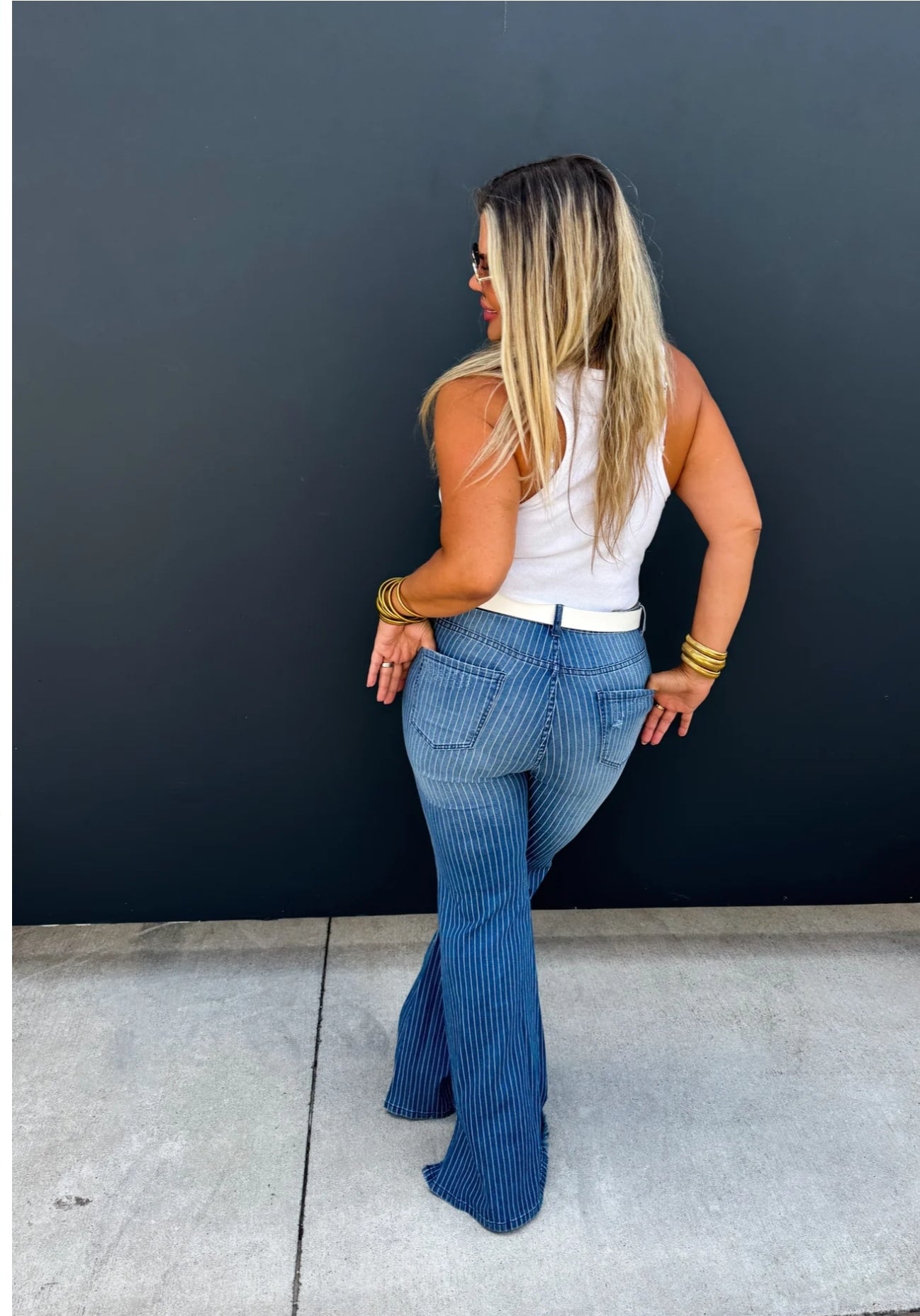 PREORDER- TAKE SIDES PINSTRIPE JEANS