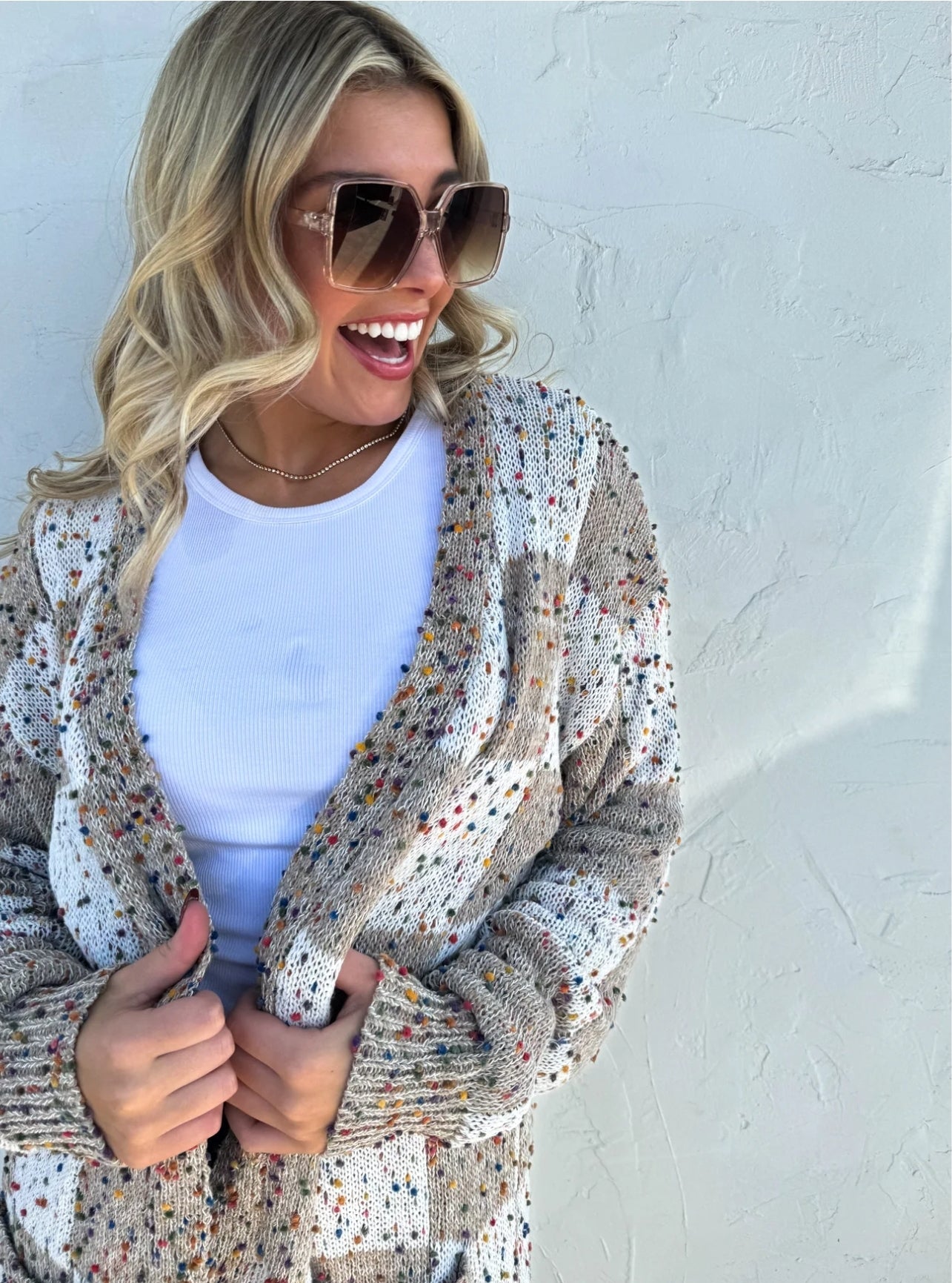 PREORDER- CHECKERED MILEY DOT CARDIGAN