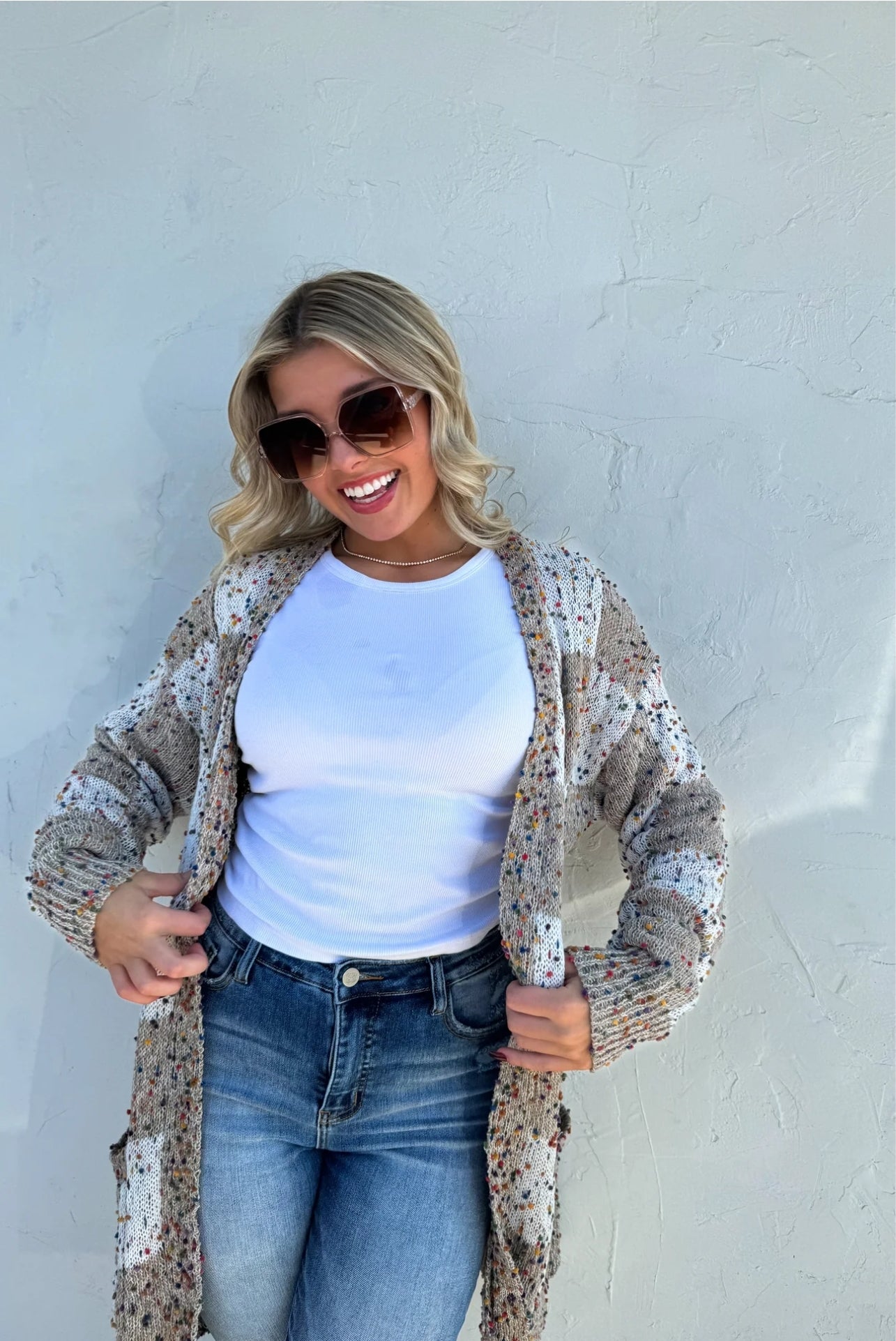 PREORDER- CHECKERED MILEY DOT CARDIGAN