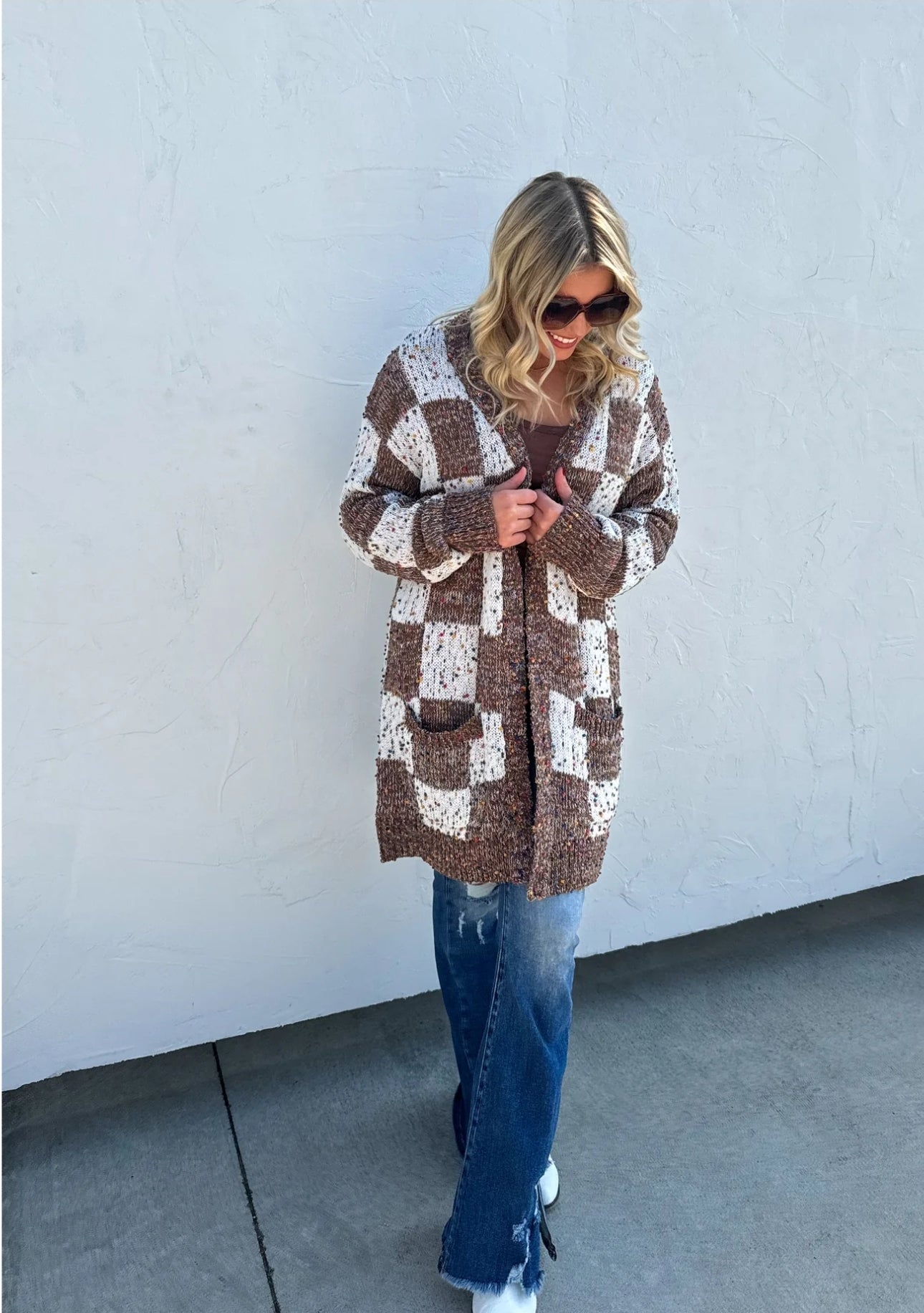 PREORDER- CHECKERED MILEY DOT CARDIGAN