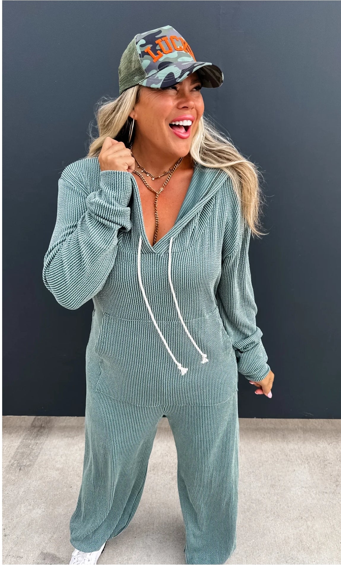 PREORDER- RIBBED HAYDEN HOODIE JUMPSUIT