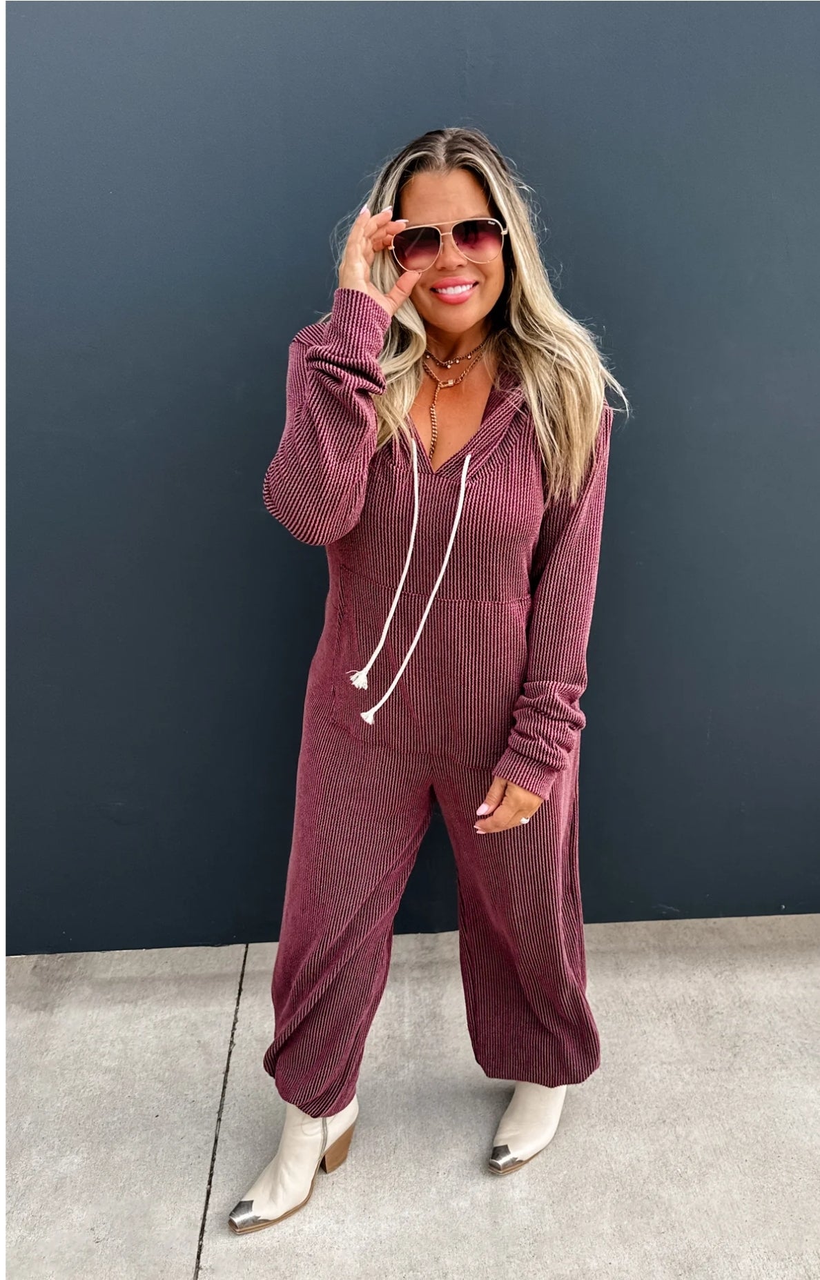 PREORDER- RIBBED HAYDEN HOODIE JUMPSUIT