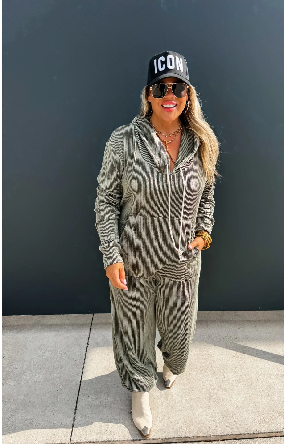PREORDER- RIBBED HAYDEN HOODIE JUMPSUIT
