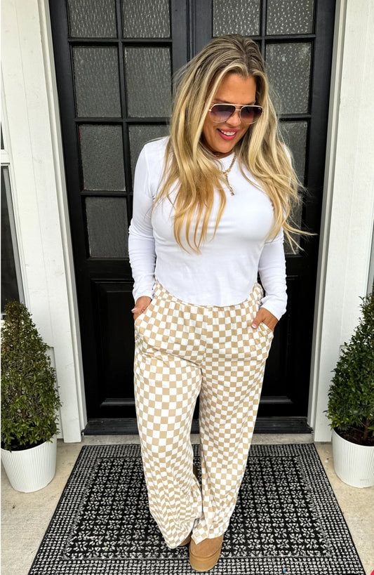 PREORDER- BOLD BLOCK CHECKER PANTS- NEUTRALS